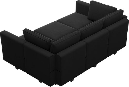 Modulares Samt-Ecksofa mit Chaiselongue – Wohnzimmer