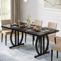 Black 63 Inch Rectangular Dining Table With Thickened Top
