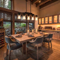 5-flammiger Landhaus-Kronleuchter aus Holz – Küche & Esszimmer