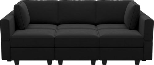 Modulares Samt-Ecksofa mit Chaiselongue – Wohnzimmer