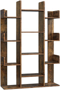 Tree Shaped Bookcase Rustic Brown Tall With 13 Shelves