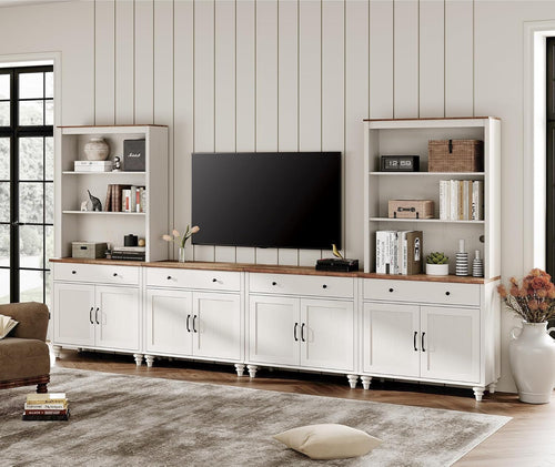 TV-Schrank Farmhouse Weiß – 8 Türen für TVs bis 190 cm