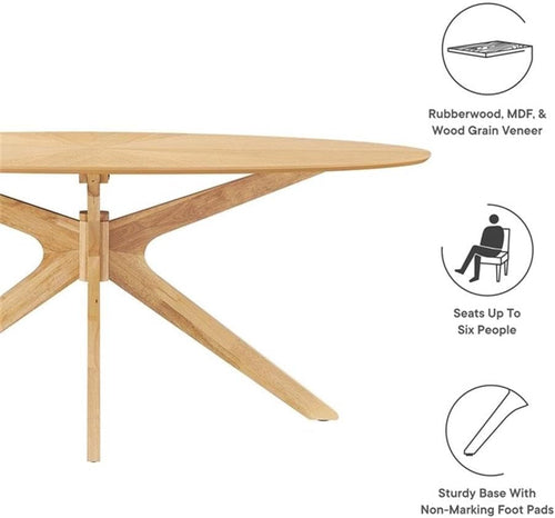 Ovaler Esstisch 180 cm Eiche – Mid-Century Modern