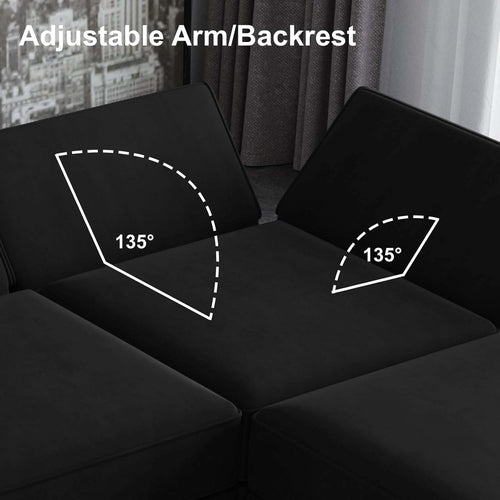 Modulares Samt-Ecksofa mit Chaiselongue – Wohnzimmer