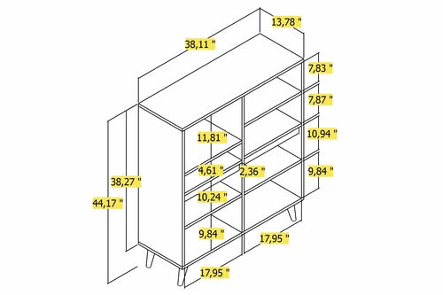 Mehrzweckschrank Weiß Holz – 3 Türen & offenes Regal