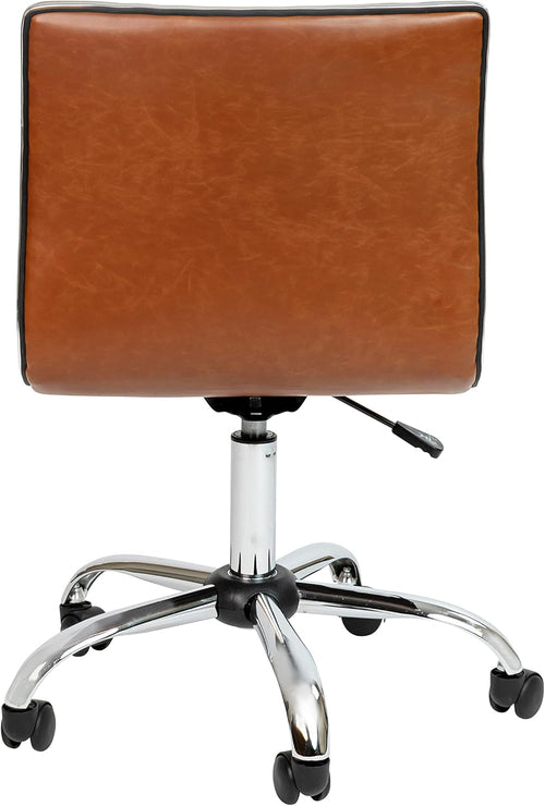 Bürostuhl Braun Vinyl – Chrom-Gestell, Armlehnenlos