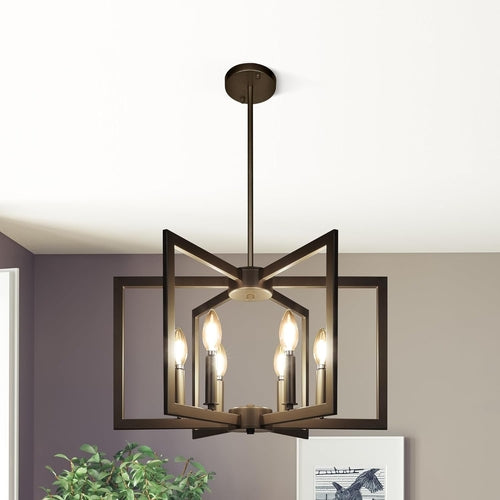 Kronleuchter Schwarz 6-flammig – Farmhouse Küche & Esszimmer