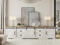 98.4 Inch Wide TV Stand Antique White For Living Room