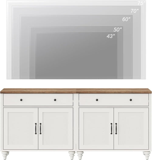 TV-Schrank Farmhouse Weiß – 8 Türen für TVs bis 190 cm