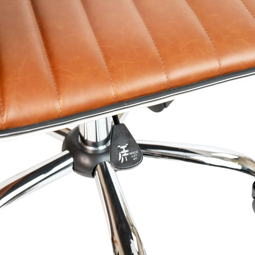 Bürostuhl Braun Vinyl – Chrom-Gestell, Armlehnenlos