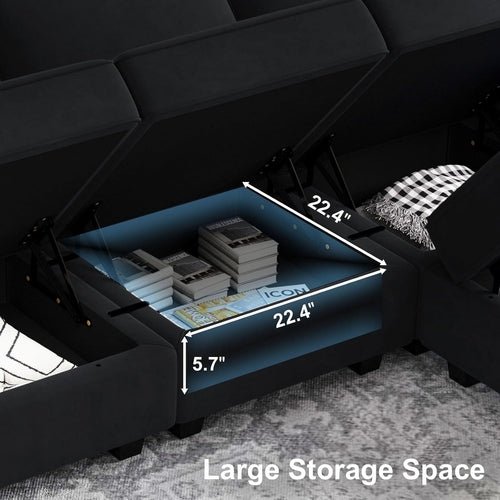 Modulares Samt-Ecksofa mit Chaiselongue – Wohnzimmer